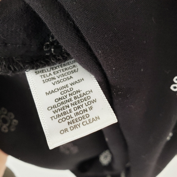 Loft Black Floral Geometric Peasant Blouse top - Picture 7 of 8